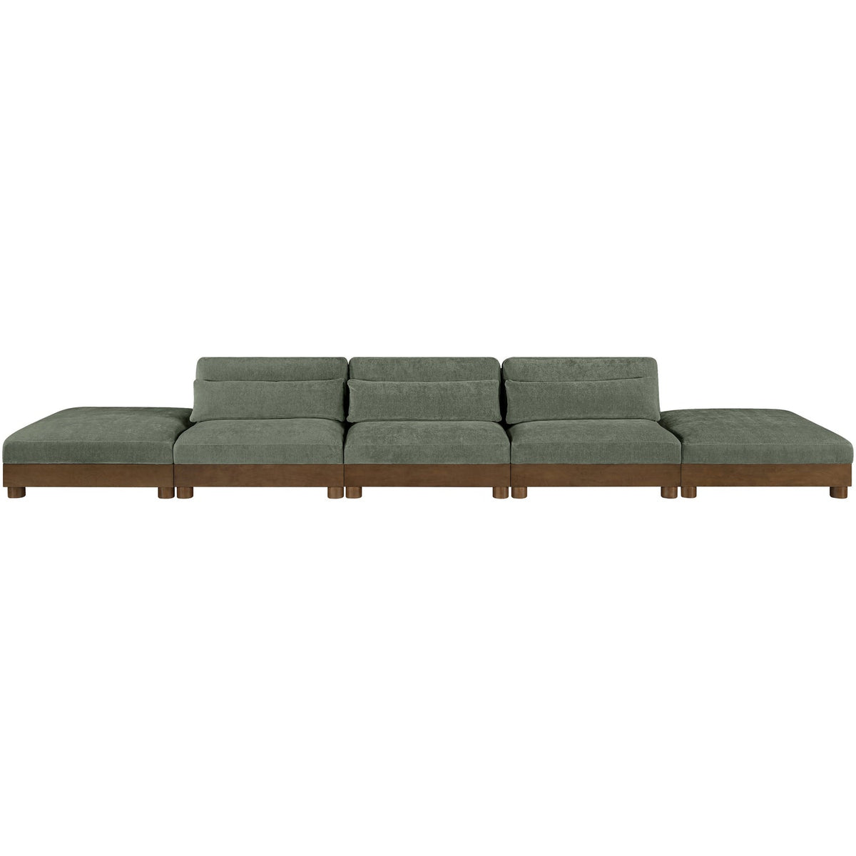 Turin 200in Green Chenille Fabric Upholstered 5 Piece Modular Sofa