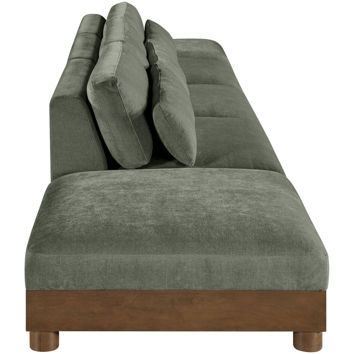 Turin 200in Green Chenille Fabric Upholstered 5 Piece Modular Sofa