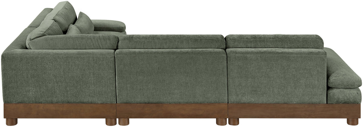 Turin 127.75in Green Chenille Fabric Upholstered 4 Piece Modular Sectional Sofa