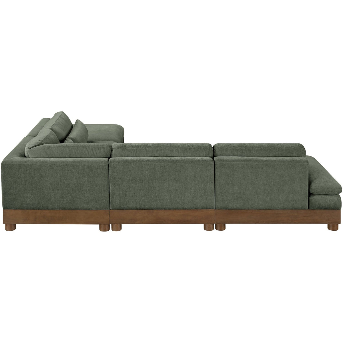 Turin 120in Green Chenille Fabric Upholstered 5 Piece Modular Sectional Sofa