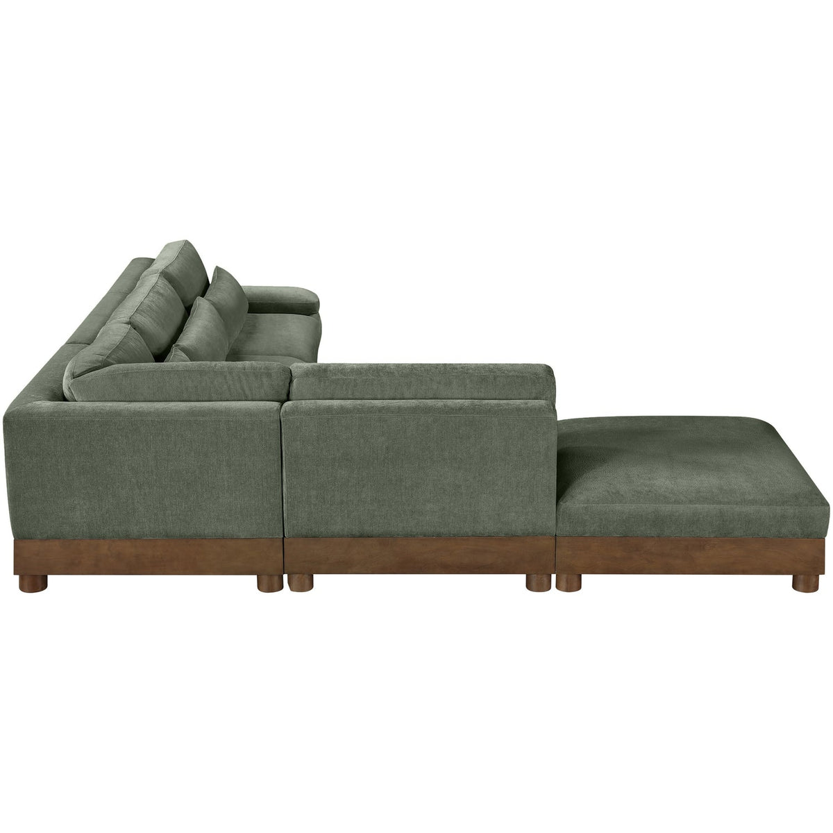 Turin 127.75in Green Chenille Fabric Upholstered 5 Piece Modular Sectional Sofa