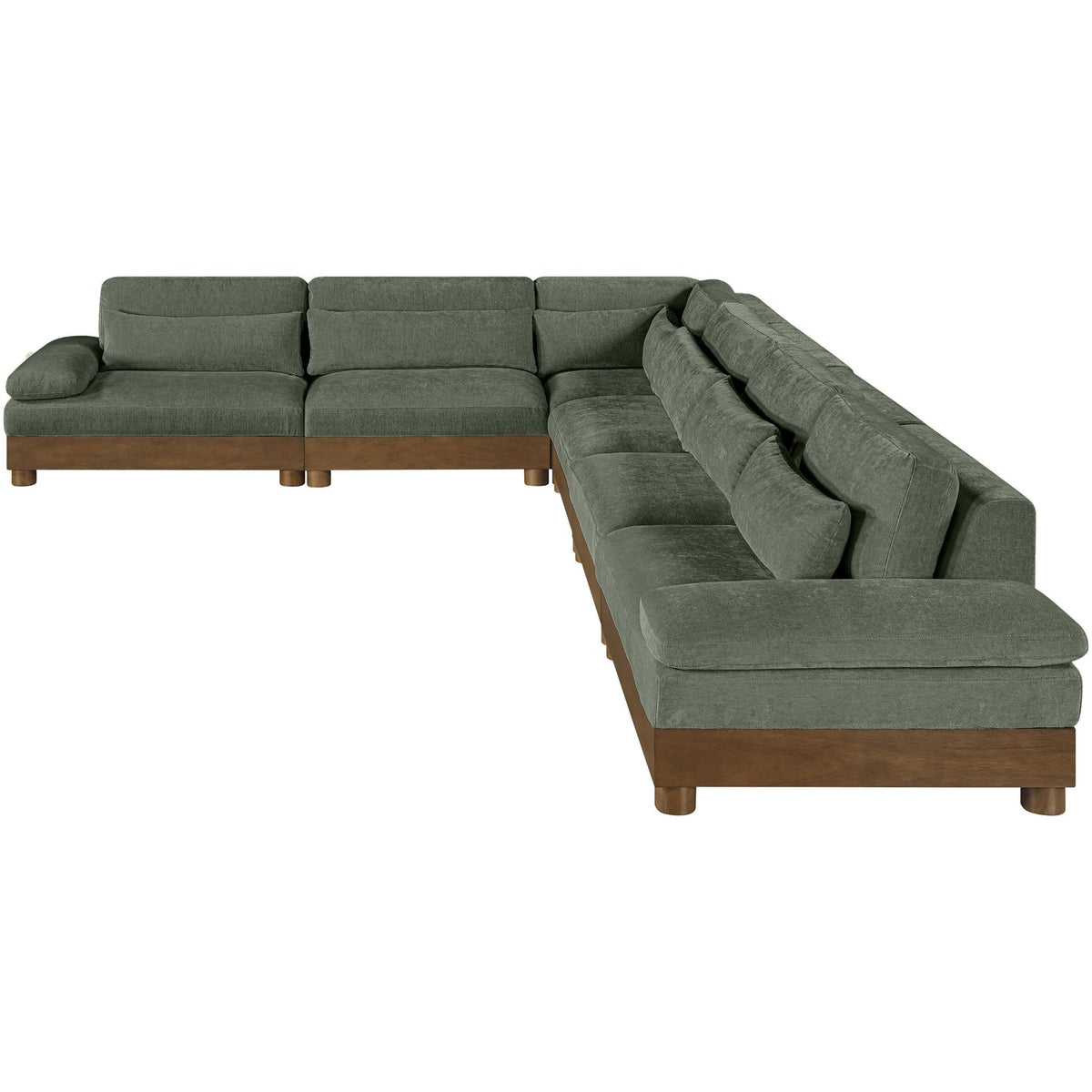 Turin 167.75in Green Chenille Fabric Upholstered 6 Piece Modular Sectional Sofa
