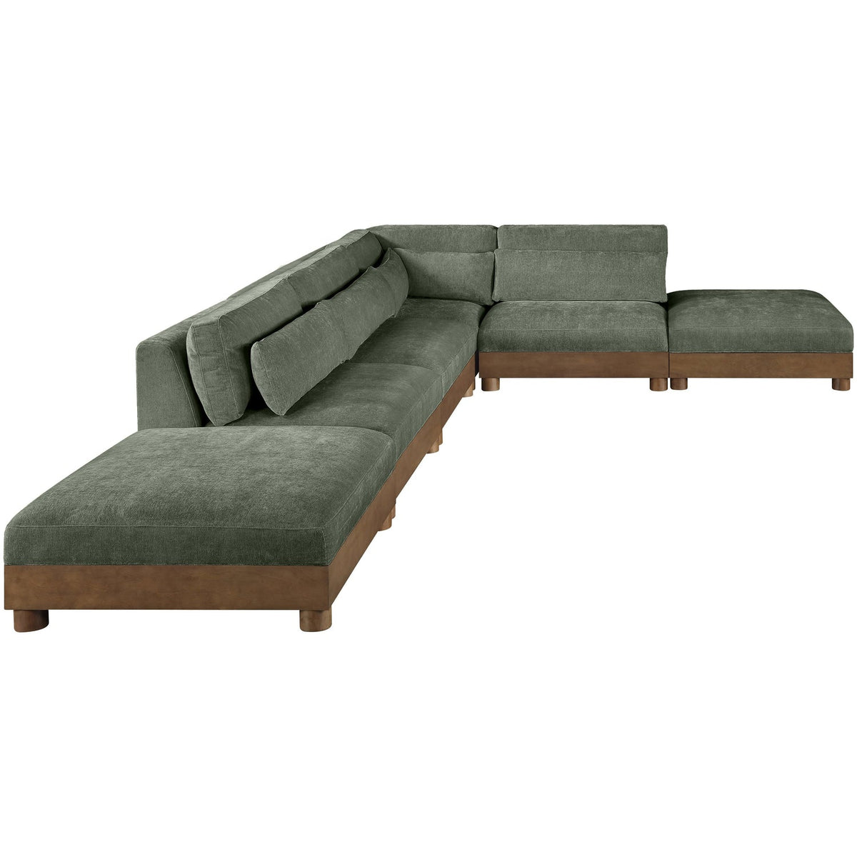 Turin 160in Green Chenille Fabric Upholstered 6 Piece Modular Sectional Sofa