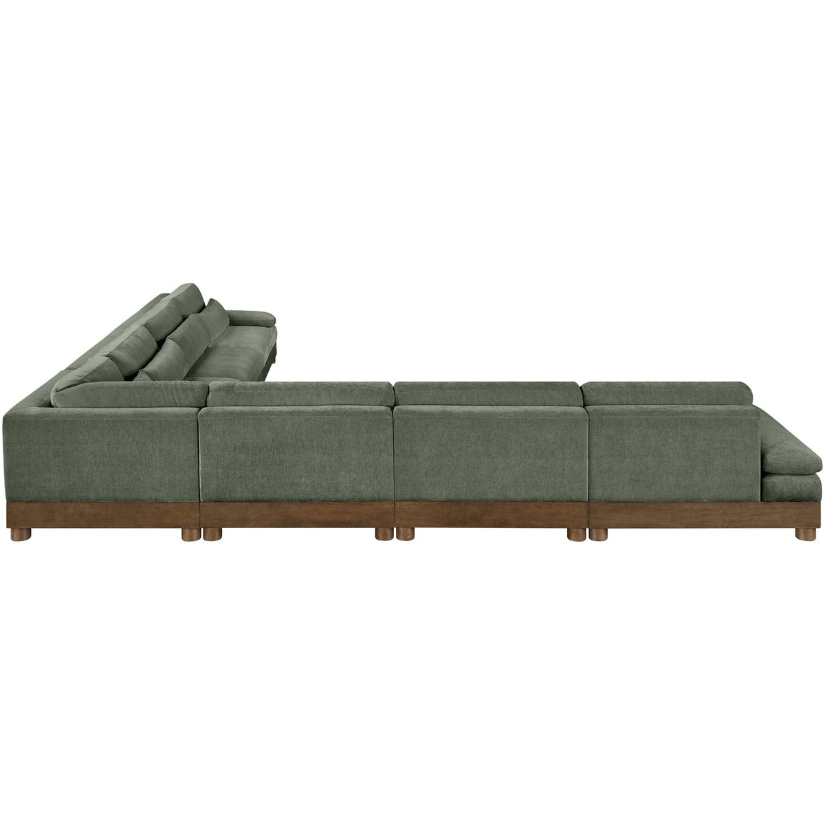 Turin 167.75in Green Chenille Fabric Upholstered 7 Piece Modular Sectional Sofa