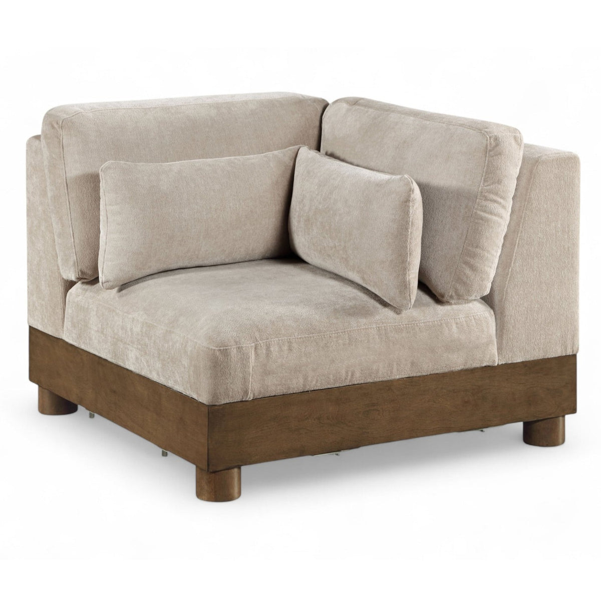 Turin Taupe Chenille Fabric Upholstered Modular Corner Chair in taupe chenille fabric, primary product view