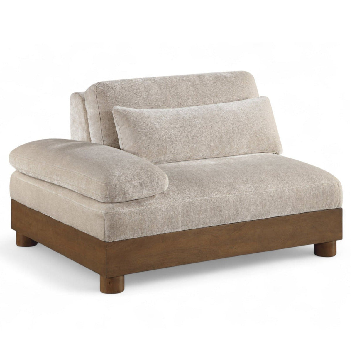 Turin Taupe Chenille Fabric Upholstered Modular Left Arm Chair in taupe chenille fabric, primary product view