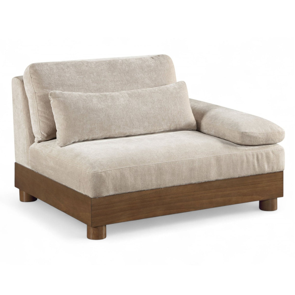 Turin Taupe Chenille Fabric Upholstered Modular Right Arm Chair in taupe chenille fabric, primary product view