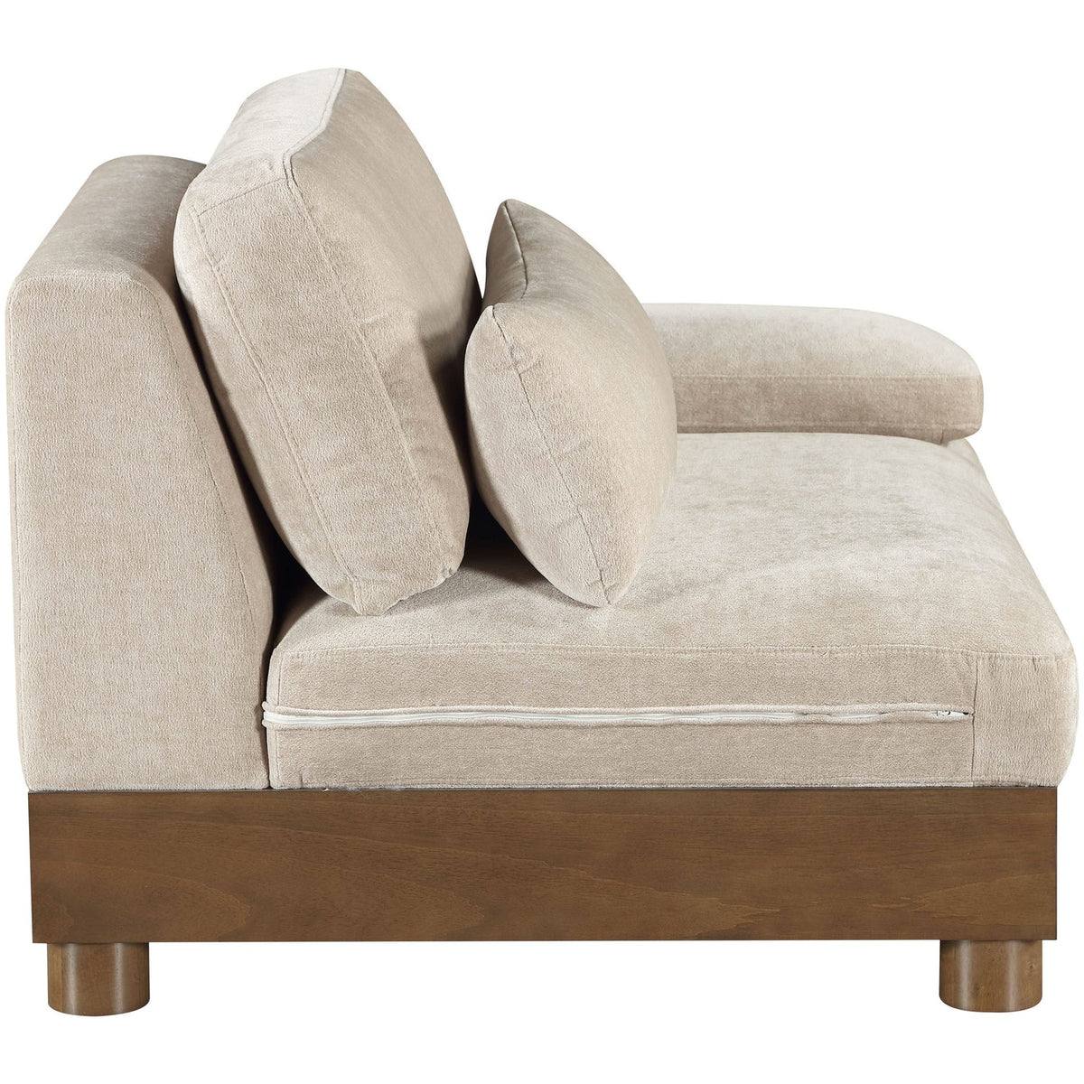 Turin Taupe Chenille Fabric Upholstered Modular Right Arm Chair