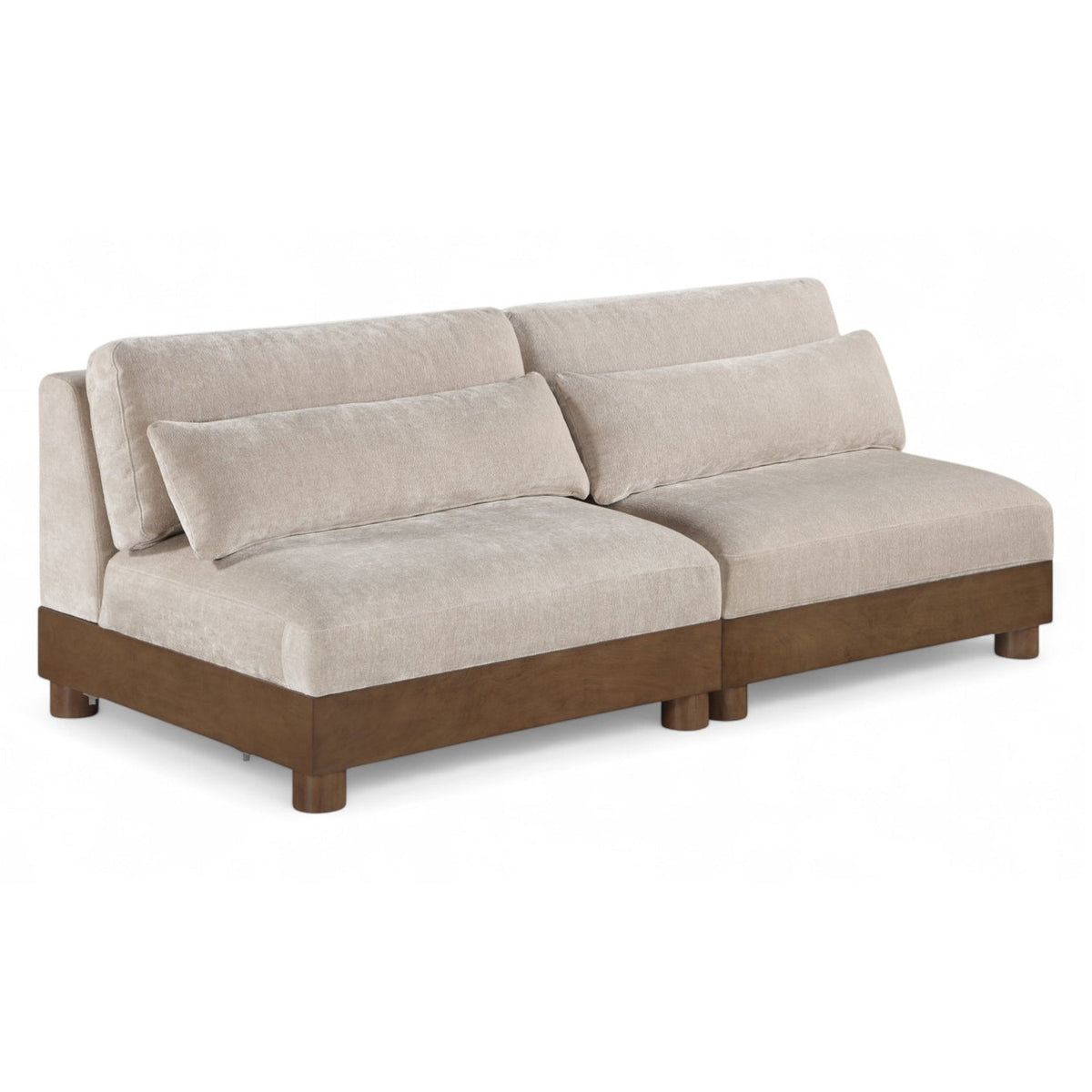 Turin 80" Taupe Chenille Fabric Upholstered 2pc. Modular Sofa in taupe chenille, walnut frame, primary product view