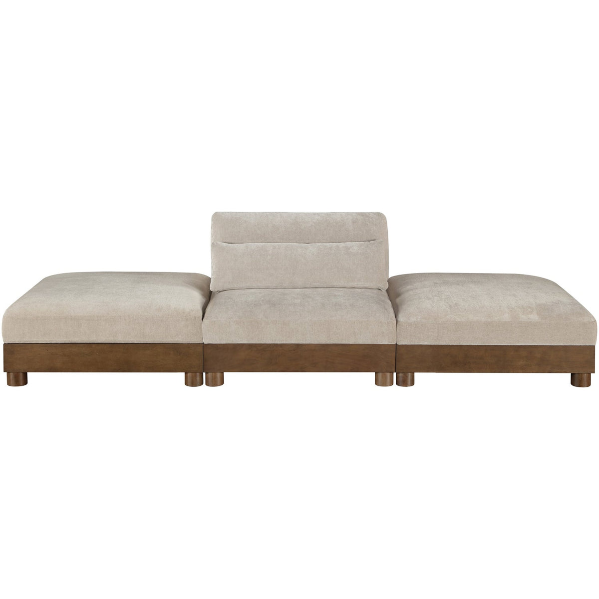 Turin 120in Taupe Chenille Fabric Upholstered 3 Piece. Modular Sofa