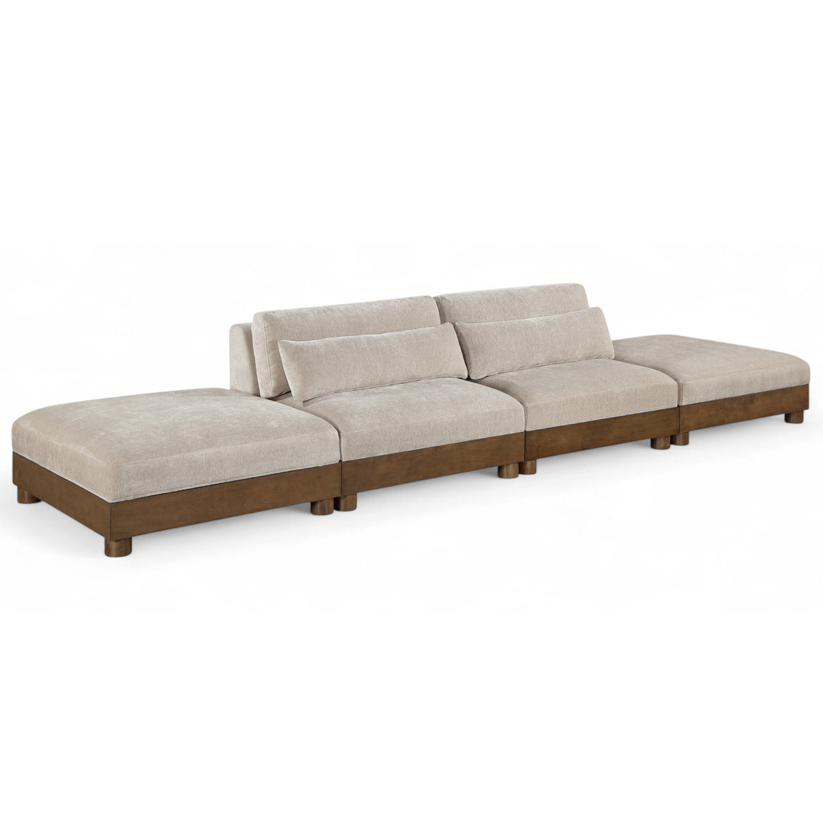 Turin 160" Taupe Chenille Fabric Upholstered 4pc. Modular Sofa in taupe chenille, primary product view