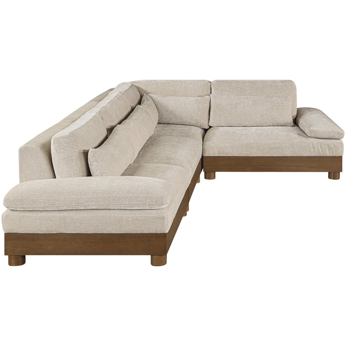 Turin 127.75in Taupe Chenille Fabric Upholstered 4 Piece Modular Sectional Sofa
