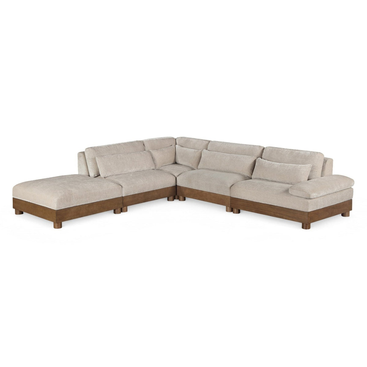 Turin 127.75" Taupe Chenille Fabric Upholstered 5pc. Modular Sectional in taupe chenille, primary product view