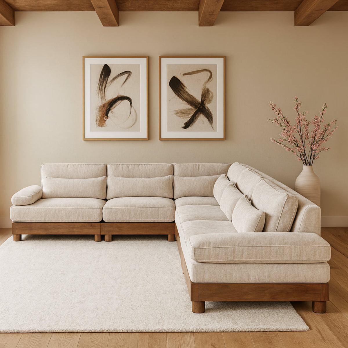 Turin 167.75in Taupe Chenille Fabric Upholstered 6 Piece Modular Sectional Sofa