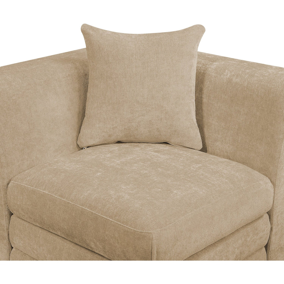 Stellar Beige Chenille Fabric Upholstered Modular Armless Chair