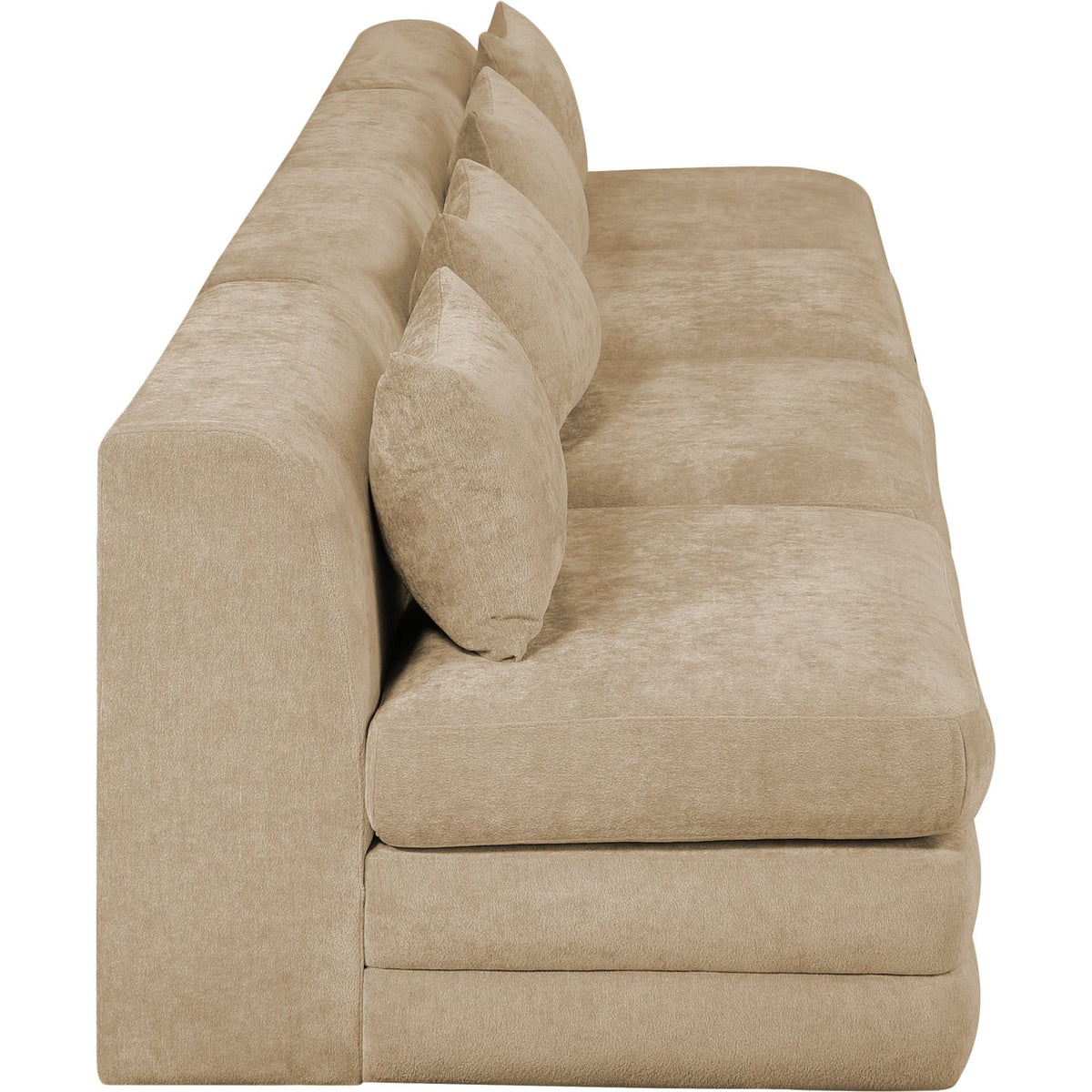 Stellar 152in Beige Chenille Fabric Upholstered 4 Piece Modular Sofa