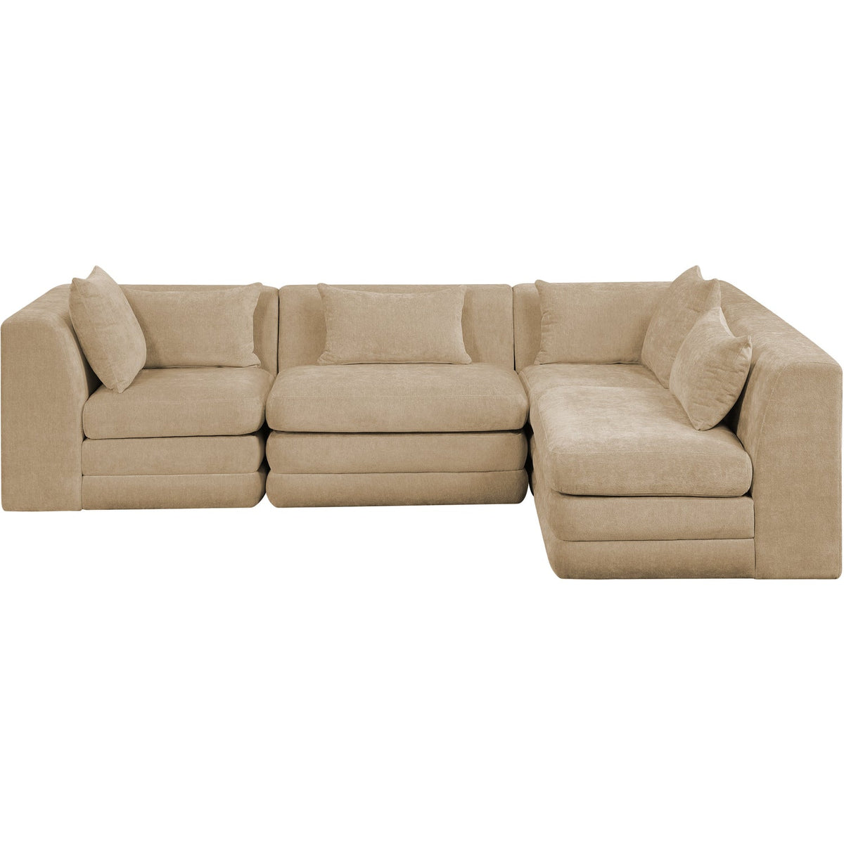 Stellar 114in Beige Chenille Fabric Upholstered 4 Piece Modular Sectional Sofa