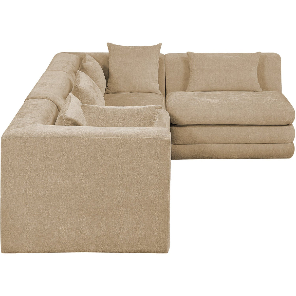 Stellar 114in Beige Chenille Fabric Upholstered 4 Piece Modular Sectional Sofa