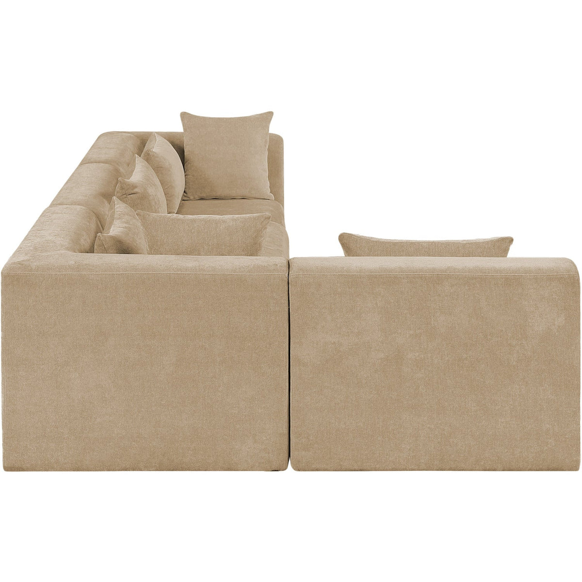 Stellar 114in Beige Chenille Fabric Upholstered 4 Piece Modular Sectional Sofa