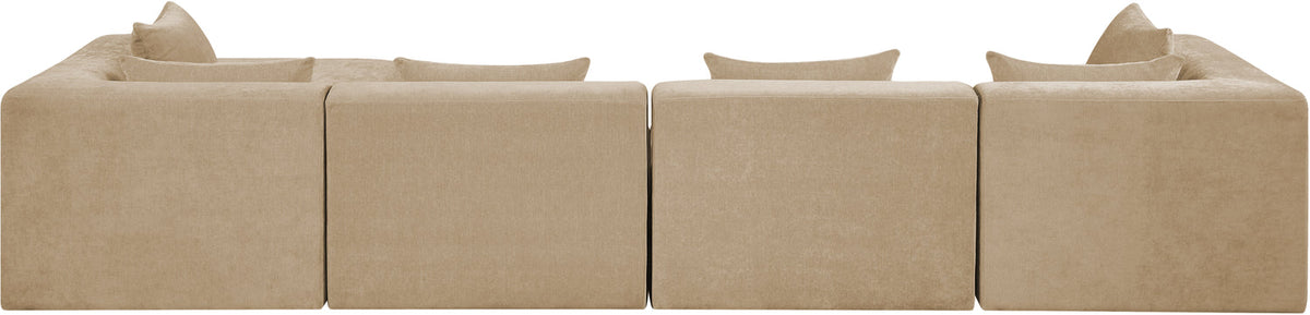 Stellar 152in Beige Chenille Fabric Upholstered 5 Piece Modular Sectional Sofa