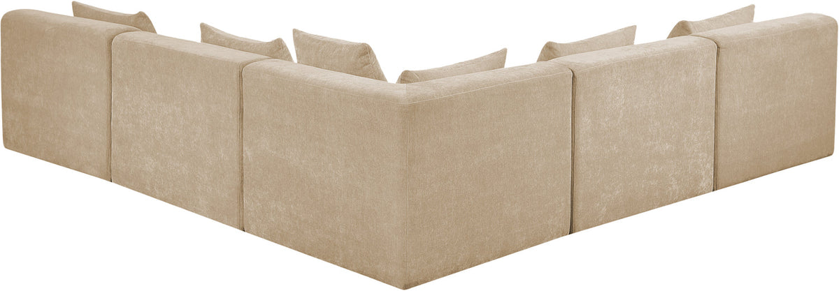 Stellar 114in Beige Chenille Fabric Upholstered 5 Piece Modular Sectional Sofa