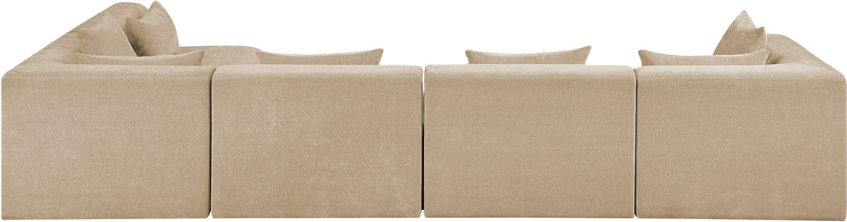 Stellar 152in Beige Chenille Fabric Upholstered 5 Piece Modular Sectional Sofa