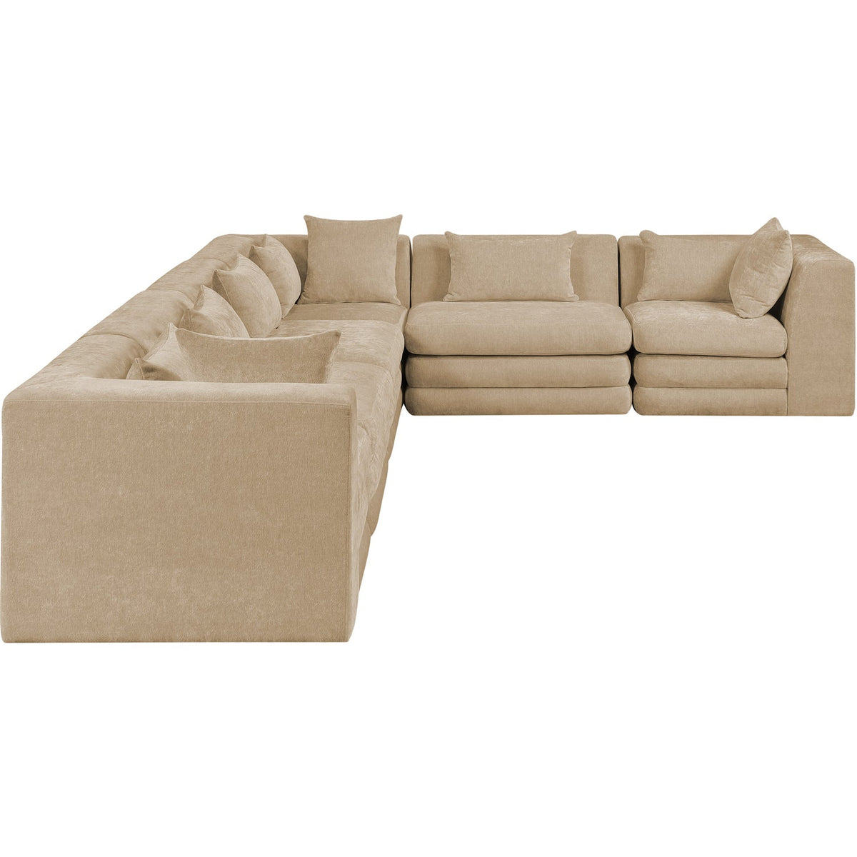 Stellar 152in Beige Chenille Fabric Upholstered 6 Piece Modular Sectional Sofa