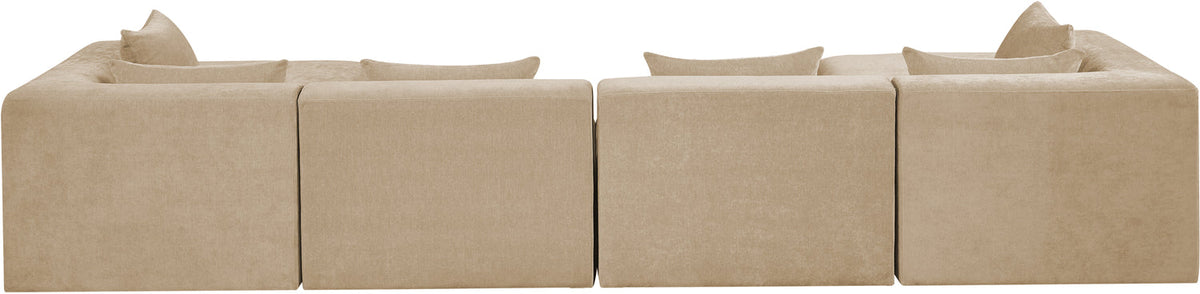 Stellar 152in Beige Chenille Fabric Upholstered 6 Piece Modular Sectional Sofa
