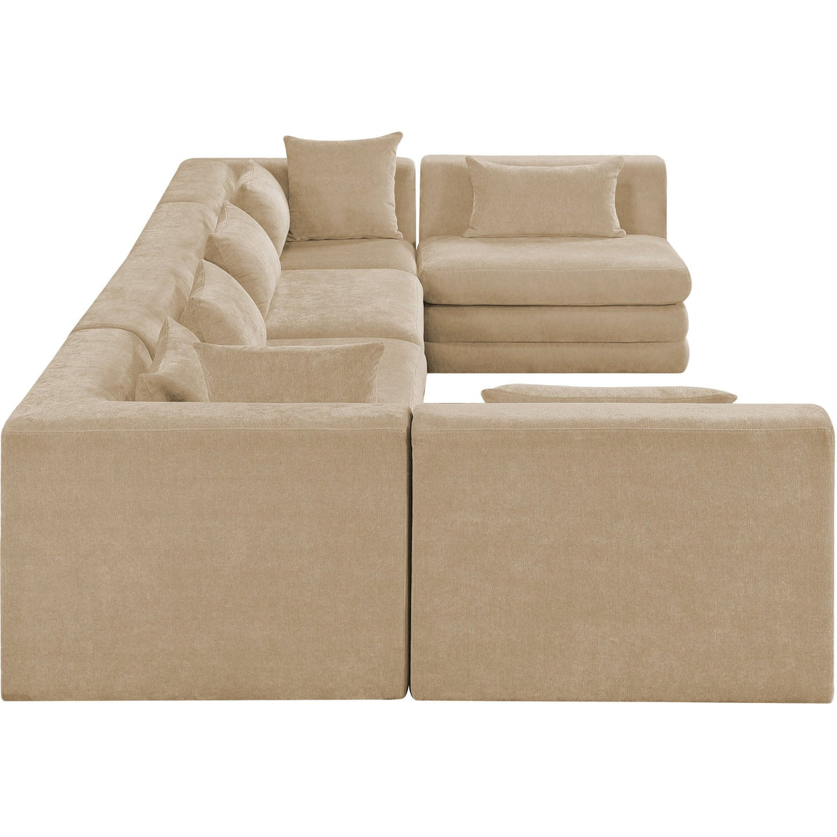 Stellar 152in Beige Chenille Fabric Upholstered 6 Piece Modular Sectional Sofa