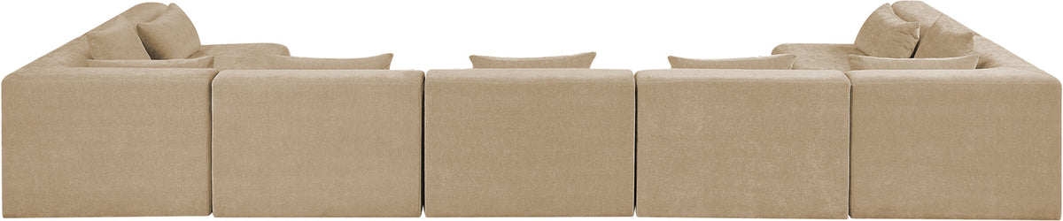 Stellar 190in Beige Chenille Fabric Upholstered 7 Piece Modular Sectional Sofa