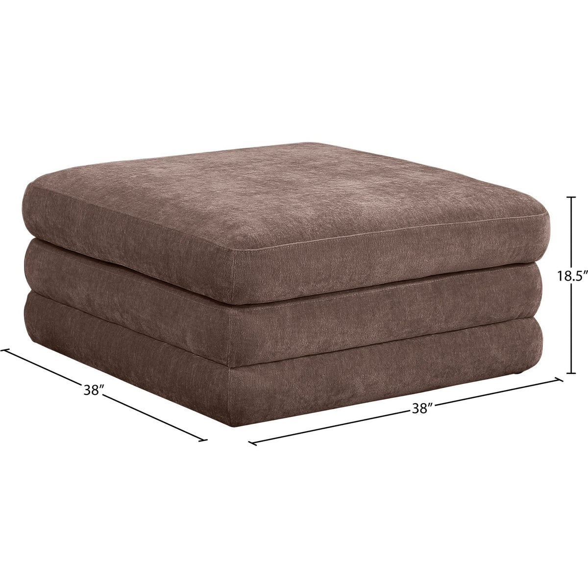 Stellar Brown Chenille Fabric Upholstered Modular Ottoman