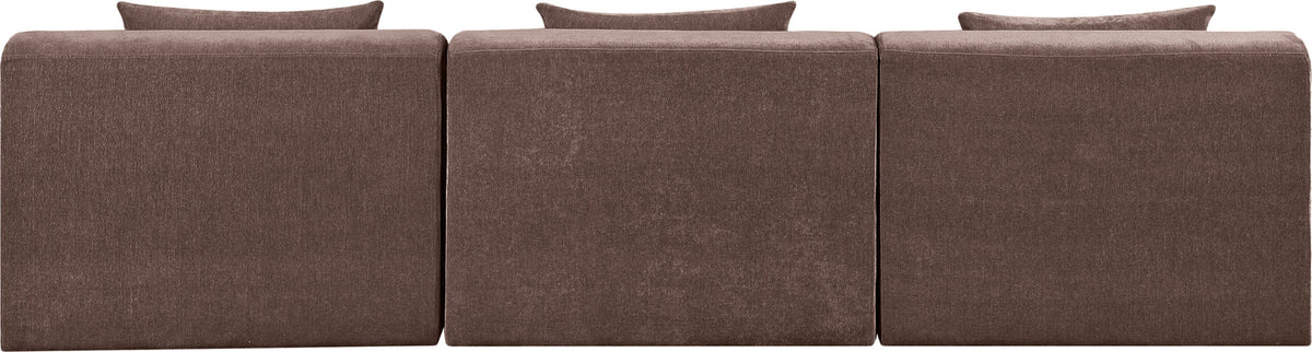 Stellar 11 4in Brown Chenille Fabric Upholstered 3 Piece Modular Sofa