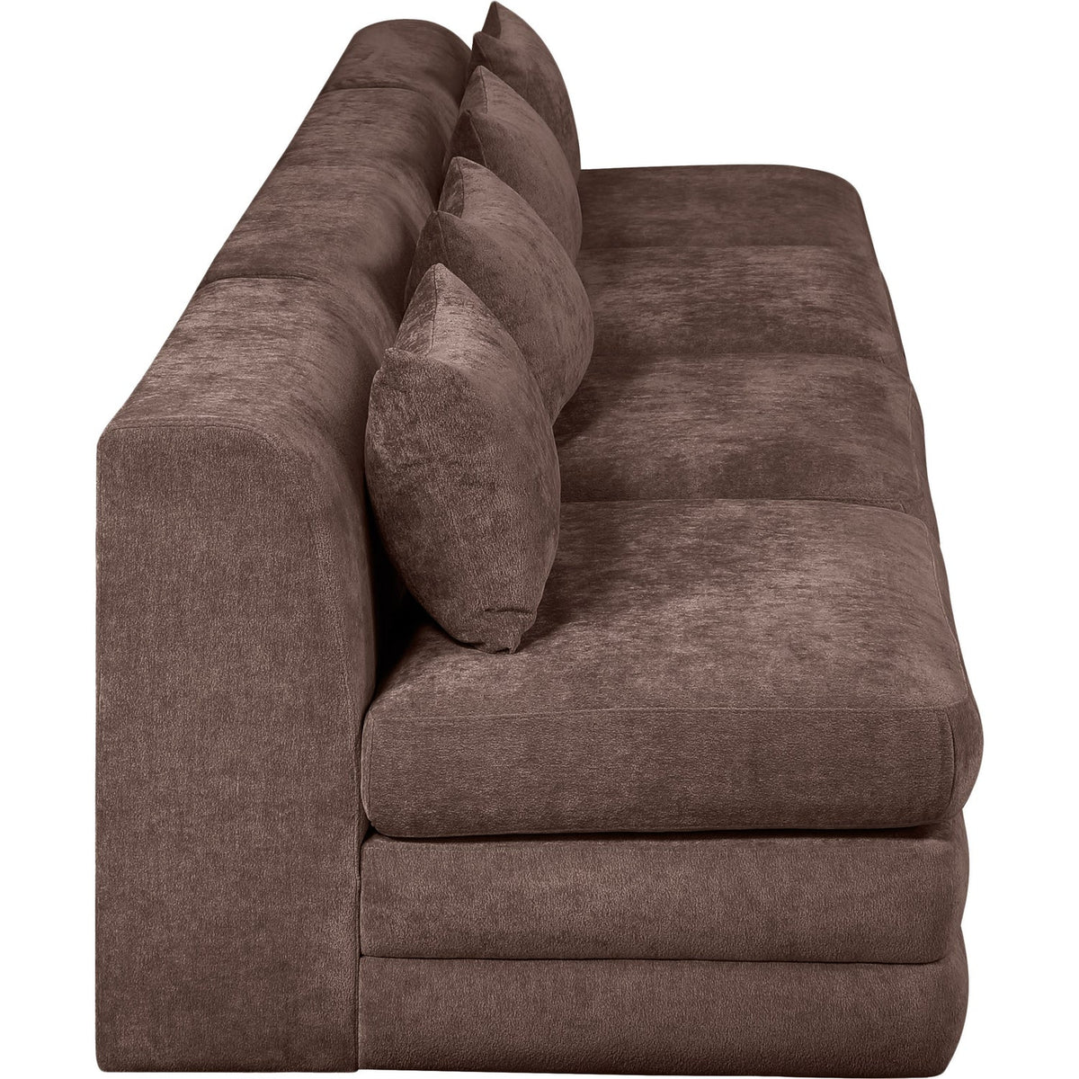 Stellar 152in Brown Chenille Fabric Upholstered 4 Piece Modular Sofa
