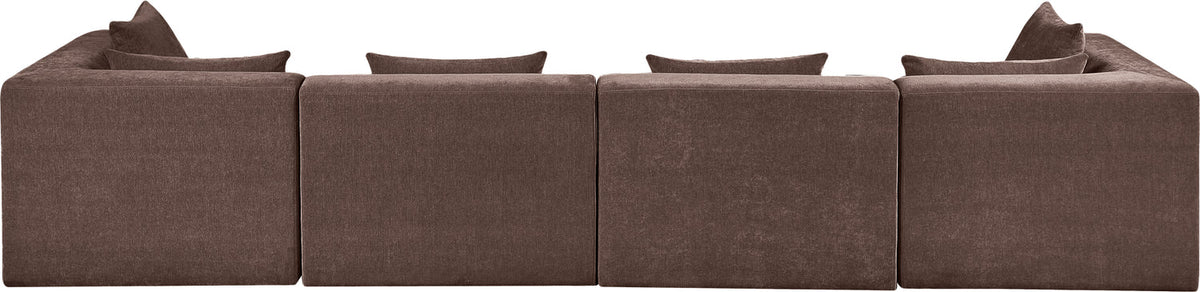 Stellar 152in Brown Chenille Fabric Upholstered 4 Piece Modular Sofa