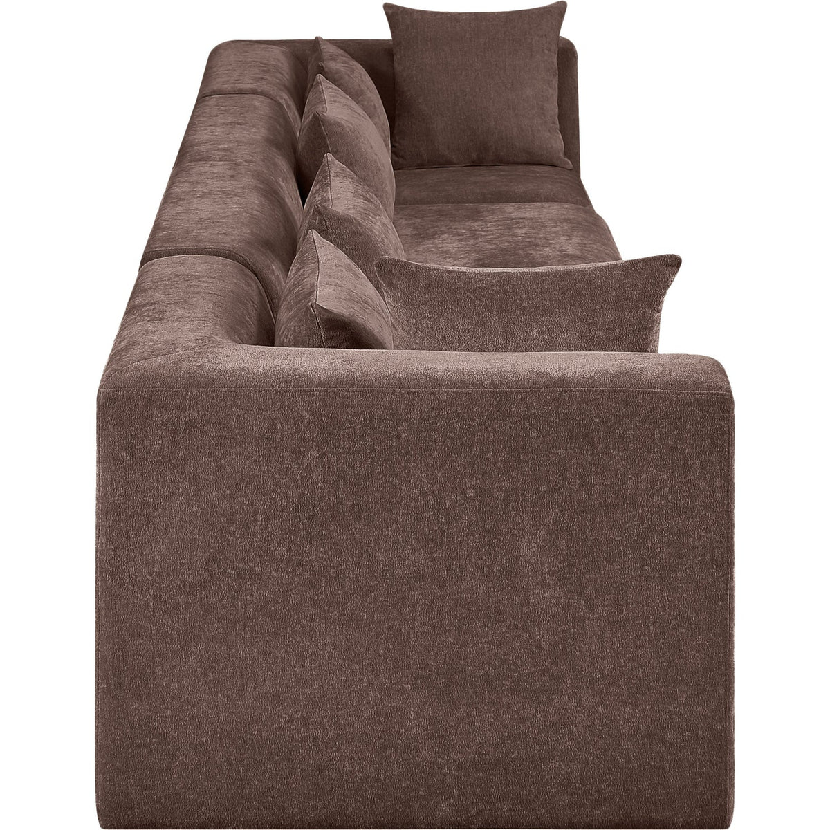 Stellar 152in Brown Chenille Fabric Upholstered 4 Piece Modular Sofa