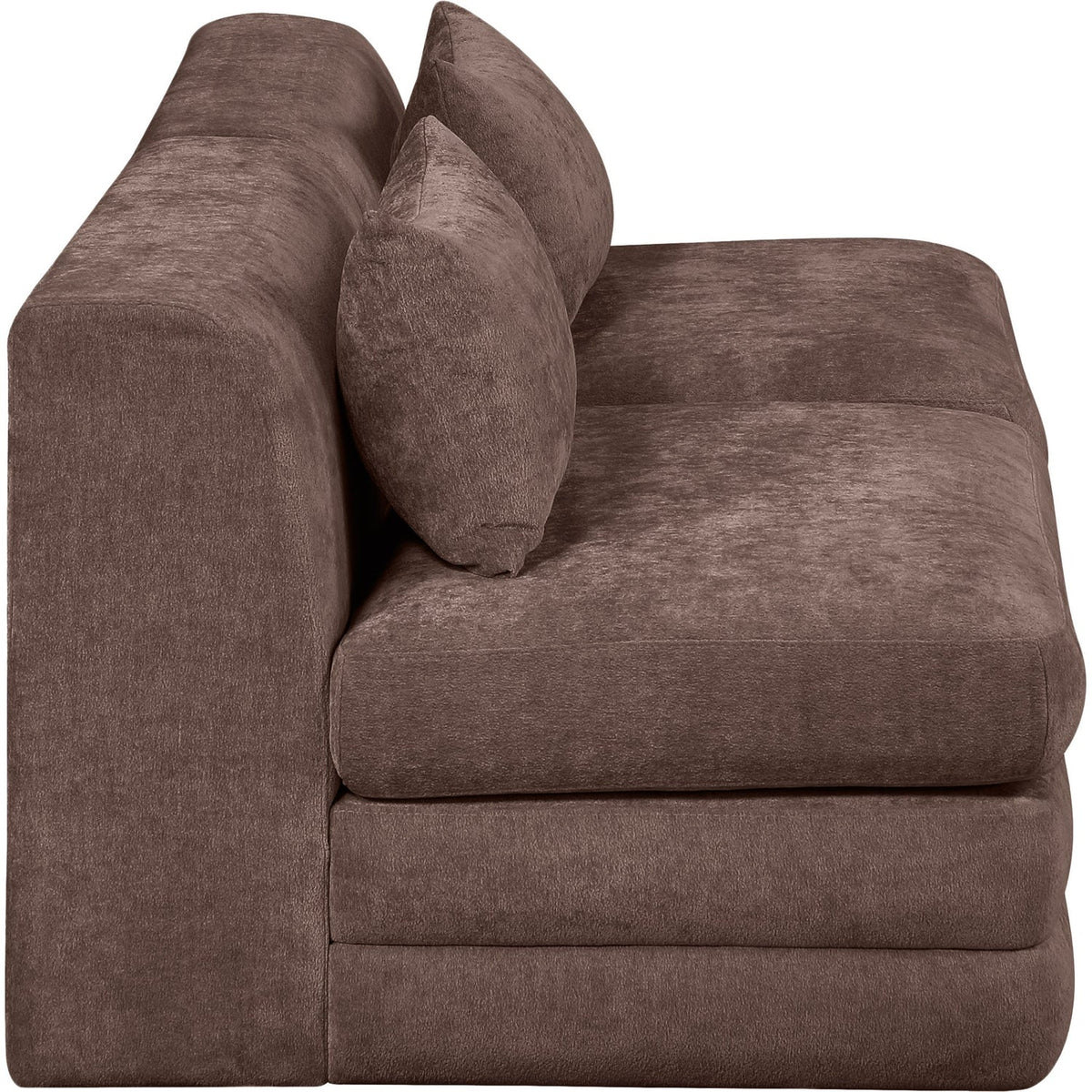 Stellar 7 6in Brown Chenille Fabric Upholstered 2Piece. Modular Sofa