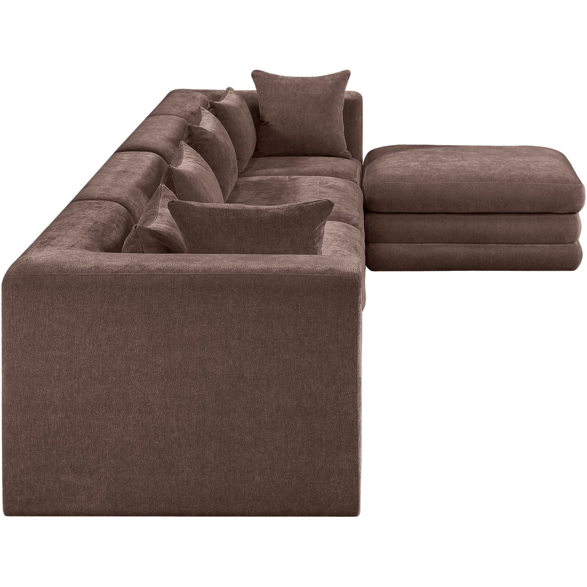 Stellar 152in Brown Chenille Fabric Upholstered 5 Piece Modular Sectional Sofa