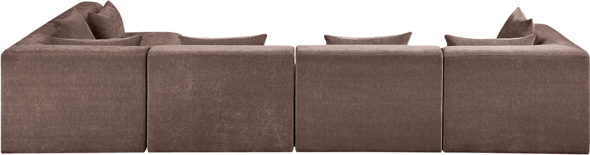 Stellar 152in Brown Chenille Fabric Upholstered 5 Piece Modular Sectional Sofa