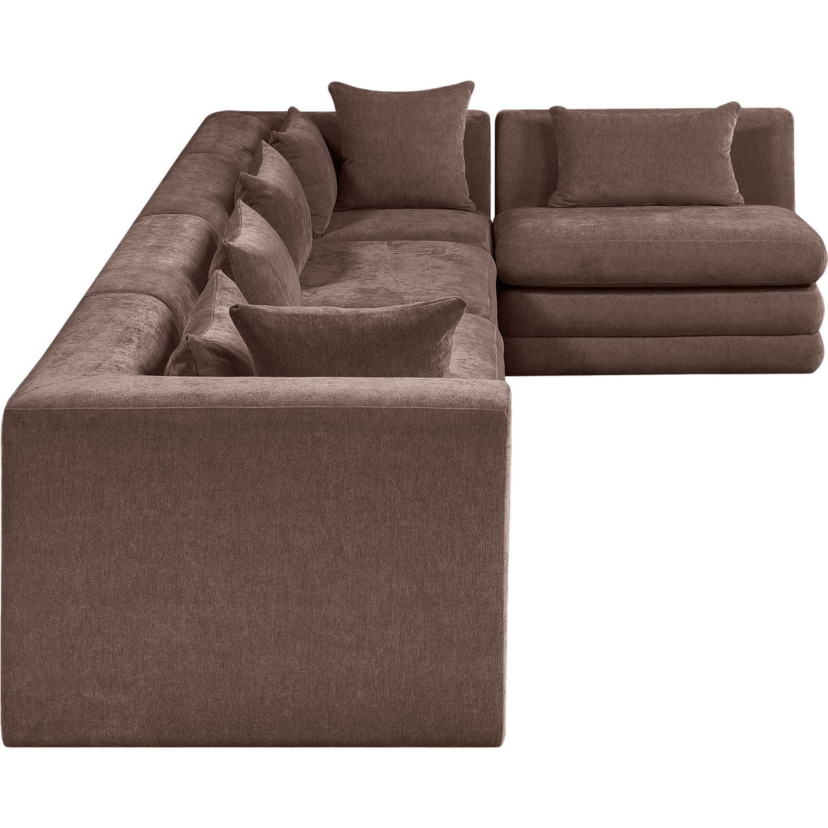 Stellar 152in Brown Chenille Fabric Upholstered 5 Piece Modular Sectional Sofa