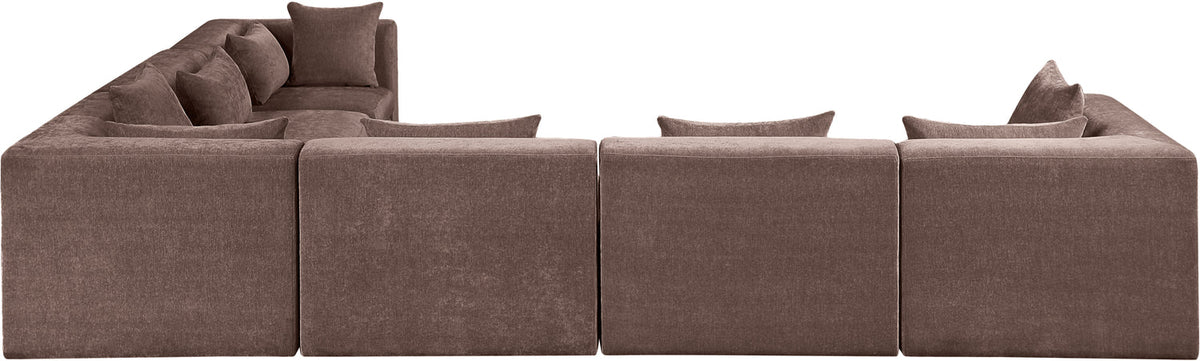 Stellar 152in Brown Chenille Fabric Upholstered 6 Piece Modular Sectional Sofa