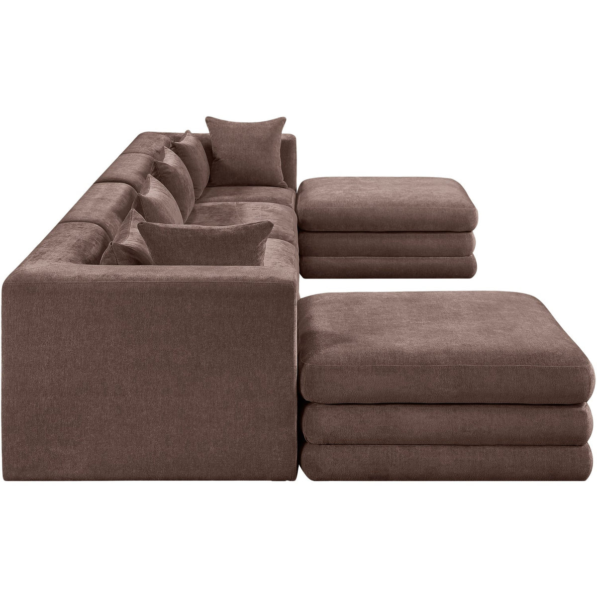 Stellar 152in Brown Chenille Fabric Upholstered 6 Piece Modular Sectional Sofa