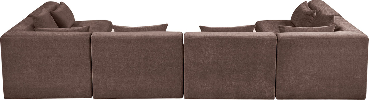 Stellar 152in Brown Chenille Fabric Upholstered 6 Piece Modular Sectional Sofa