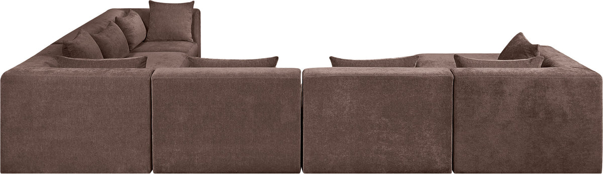 Stellar 152in Brown Chenille Fabric Upholstered 7 Piece Modular Sectional Sofa
