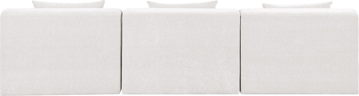 Stellar 114in Cream Chenille Fabric Upholstered 3 Piece Modular Sofa