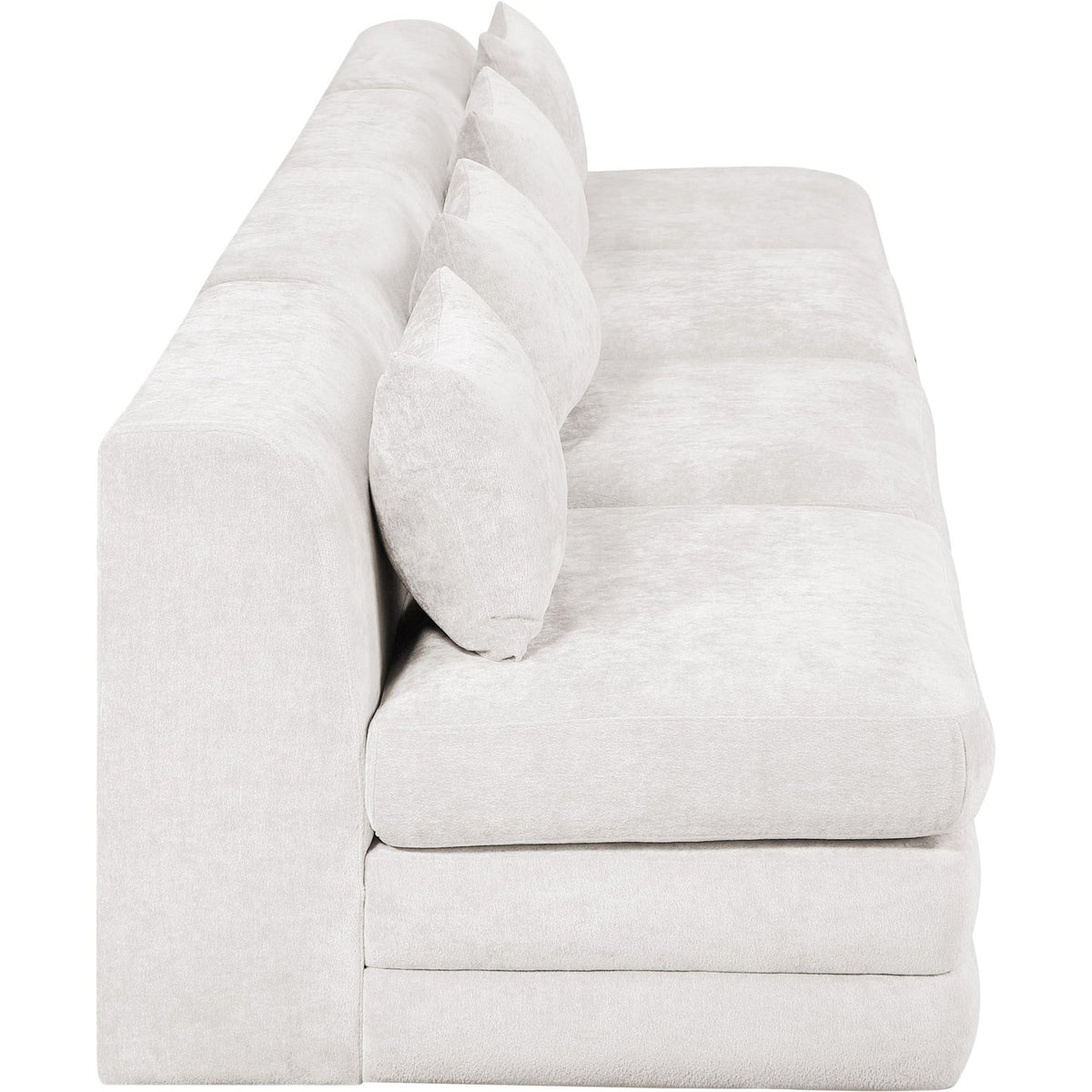 Stellar 152in Cream Chenille Fabric Upholstered 4 Piece Modular Sofa