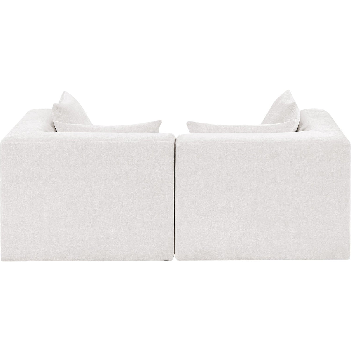 Stellar 76in Cream Chenille Fabric Upholstered 2 Piece Modular Sofa