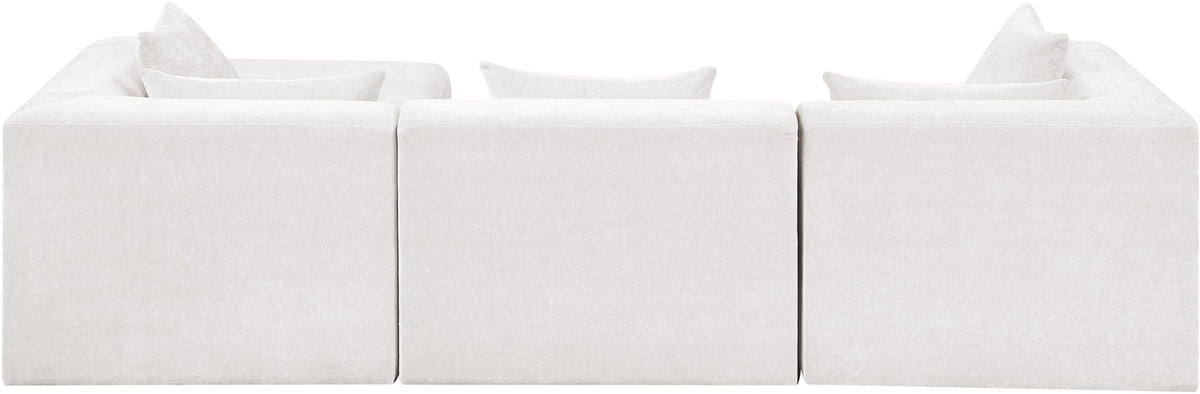 Stellar 114in Cream Chenille Fabric Upholstered 4 Piece Modular Sectional Sofa