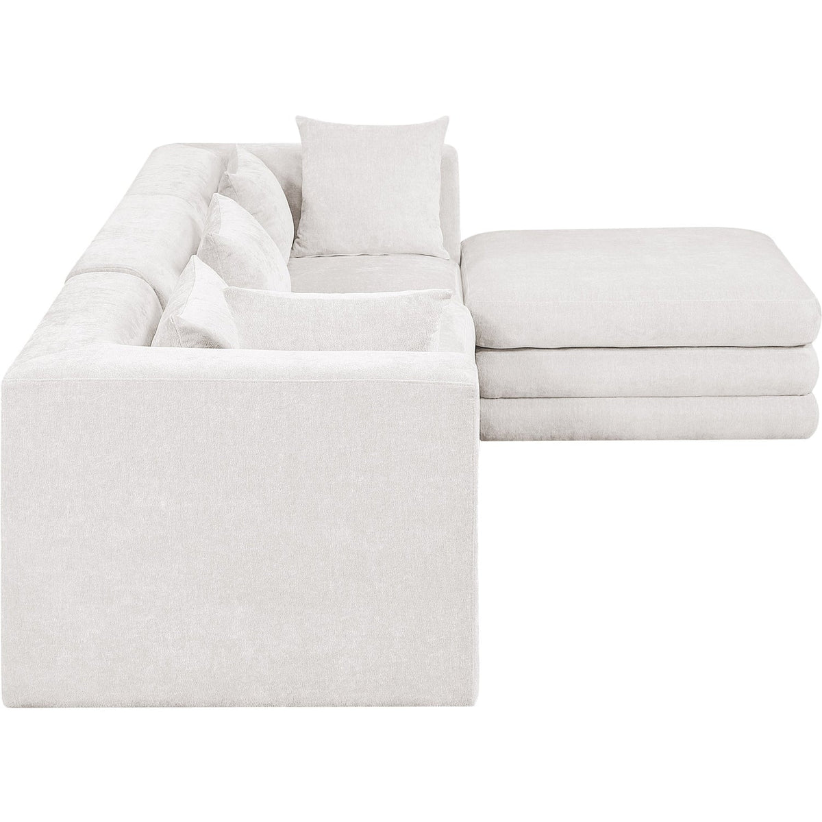 Stellar 114in Cream Chenille Fabric Upholstered 4 Piece Modular Sectional Sofa