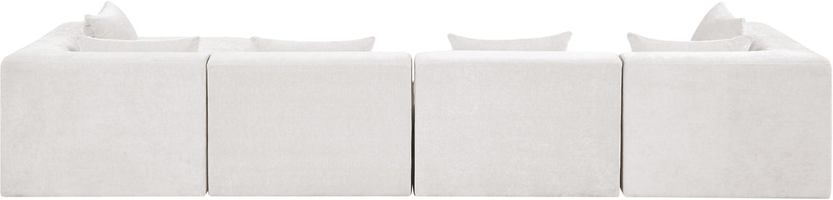 Stellar 152in Cream Chenille Fabric Upholstered 5 Piece Modular Sectional Sofa