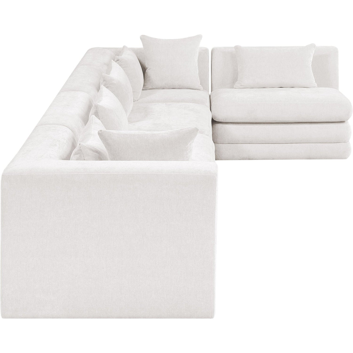 Stellar 152in Cream Chenille Fabric Upholstered 5 Piece Modular Sectional Sofa